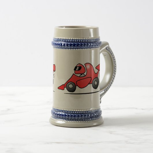 Roter Rennwagen Bierglas (VorderseiteRechts)