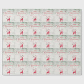 Roter Rentier Silver Snowflakes Grüne Weihnachten Geschenkpapier (Flach)