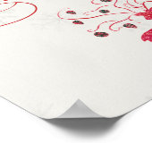 Roter Rentier Silver Snowflakes Grüne Weihnachten Poster (Ecke)