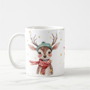 Roter Rentiere-Blumen-Weihnachts-Kaffeebecher Kaffeetasse