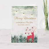 Roter Rentierfisch, Wald, Weihnachtsfeiertag Feiertagskarte (Vorderseite)