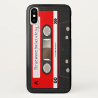 Roter Retro Kassetten-Band-personalisierter Kasten