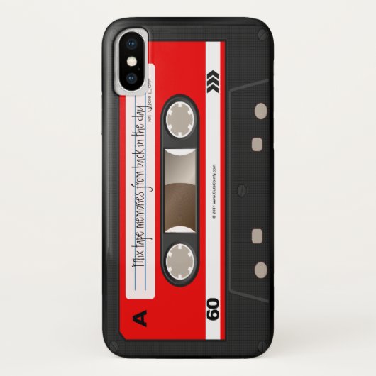 Roter Retro Kassetten-Band-personalisierter Kasten Case-Mate iPhone Hülle (Rückseite)