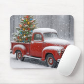 Roter Retro-Lieferwagen mit Weihnachtsbaum Mousepad (Mit Mouse)