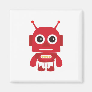 Roter Retro-Roboter Magnet