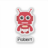 Roter Retro-Roboter-Sticker für niedlichen Cartoon Aufkleber (Vorderseite)