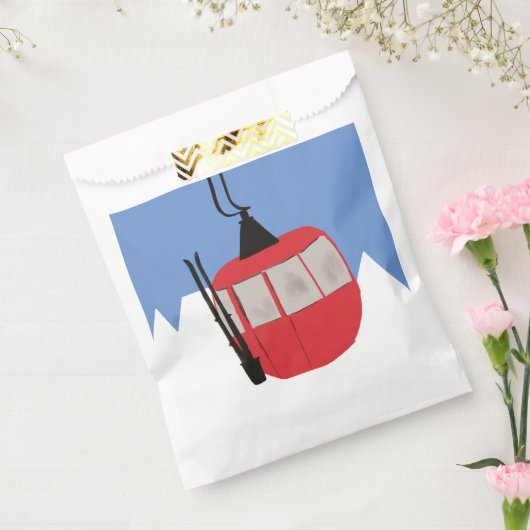 Roter Retro Skilift Schneeberg Skifahrer Geschenktütchen (Versiegelt)
