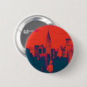 Roter Retro-Stil Pop Art New York City Button (Vorne & Hinten)