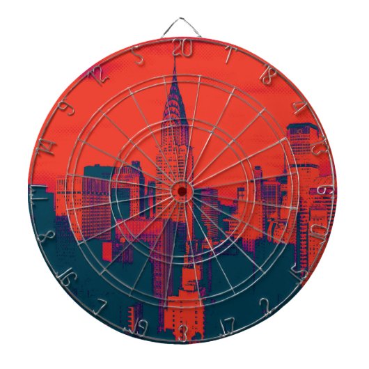 Roter Retro-Stil Pop Art New York City Dartscheibe (vorne)