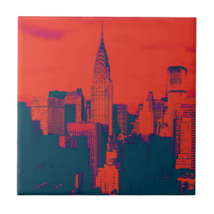 Roter Retro-Stil Pop Art New York City Fliese