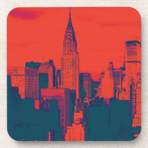 Roter Retro-Stil Pop Art New York City Getränkeuntersetzer