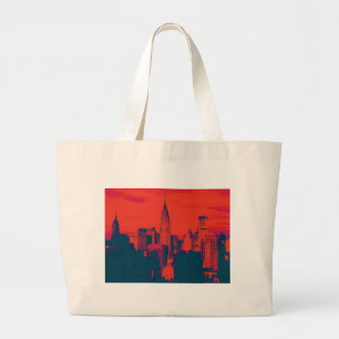 Roter Retro-Stil Pop Art New York City Jumbo Stoffbeutel