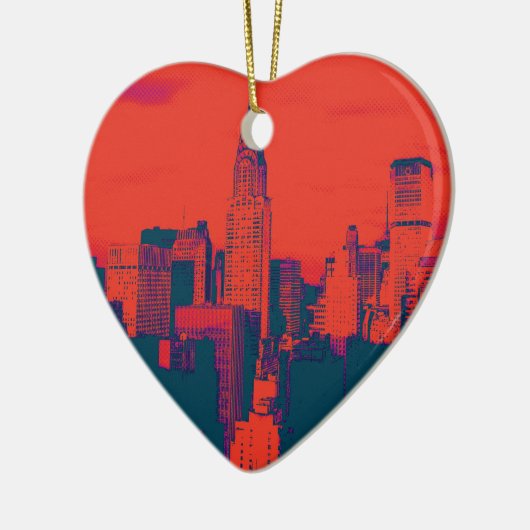 Roter Retro-Stil Pop Art New York City Keramik Ornament (Links)
