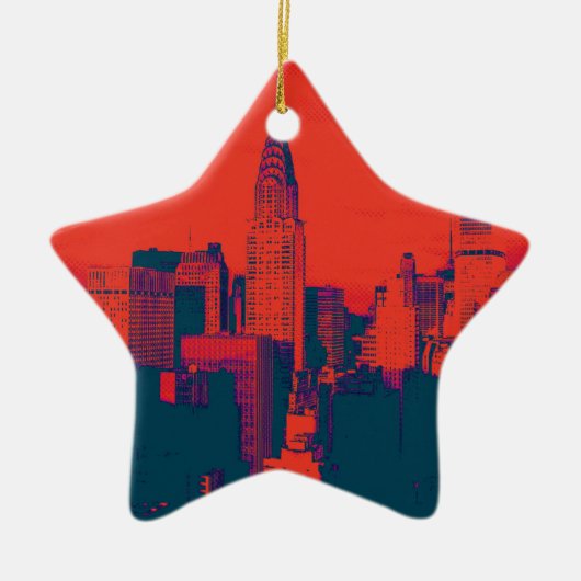 Roter Retro-Stil Pop Art New York City Keramikornament (Vorne)