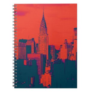 Roter Retro-Stil Pop Art New York City Notizblock