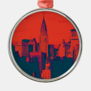 Roter Retro-Stil Pop Art New York City Ornament Aus Metall
