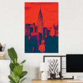 Roter Retro-Stil Pop Art New York City Poster (Heimbüro)