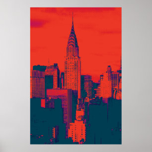 Roter Retro-Stil Pop Art New York City Poster