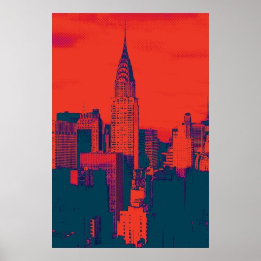 Roter Retro-Stil Pop Art New York City Poster (Vorne)