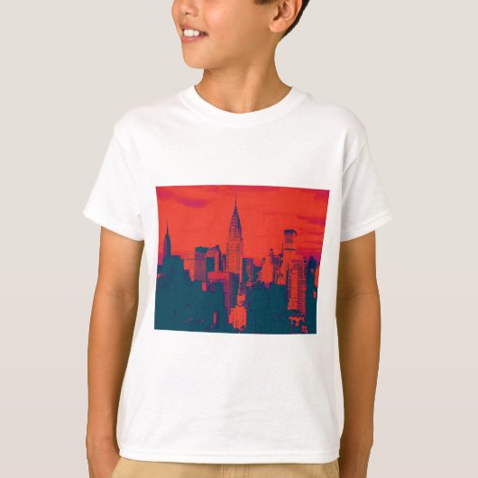 Roter Retro-Stil Pop Art New York City T-Shirt (Vorderseite)