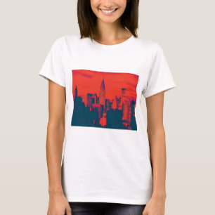 Roter Retro-Stil Pop Art New York City T-Shirt