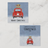 Roter Retro-Wagen mit Weihnachtsgeschenken Weihnac Begleitkarte (Vorne/Hinten)