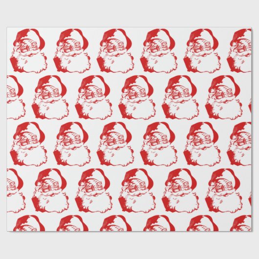 Roter Retro-Weihnachtsmann Geschenkpapier (Flach)