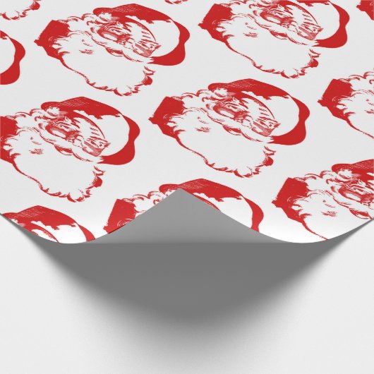 Roter Retro-Weihnachtsmann Geschenkpapier (Ecke)