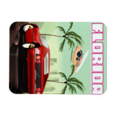 Roter Retrosportwagen Magnet (Horizontal)