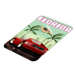 Roter Retrosportwagen Magnet