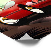 Roter Retrosportwagen Poster (Ecke)