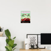 Roter Retrosportwagen Poster (Heimbüro)