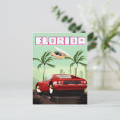 Roter Retrosportwagen Postkarte (Stehend Vorderseite)