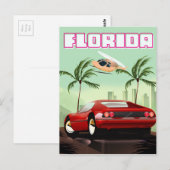 Roter Retrosportwagen Postkarte (Vorne/Hinten)