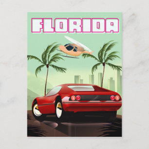Roter Retrosportwagen Postkarte
