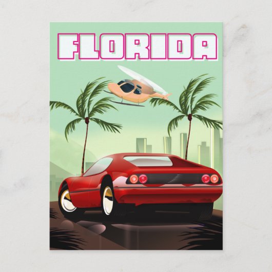 Roter Retrosportwagen Postkarte (Vorderseite)