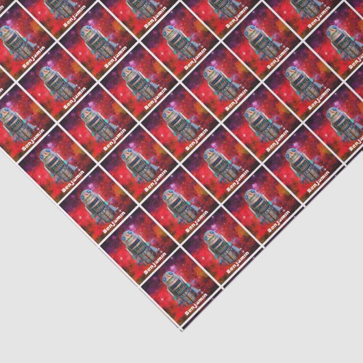 Roter Retrotoboter sci fi galaxy individuelle Name Seidenpapier (Ausschnitt)