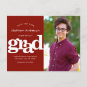 Roter rett Datum Abschluss Foto fett formatiert Ty Einladungspostkarte (Vorderseite)