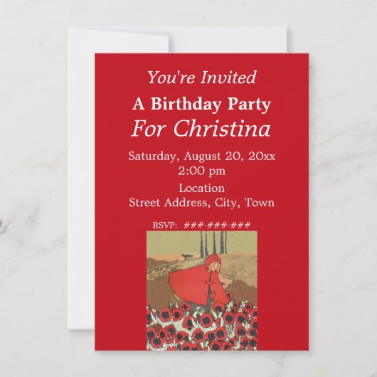 Roter Riding Hood Picking Blume Einladung (Vorderseite)