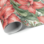 Roter Riesen-Amaryllis-Feiertag Geschenkpapier (Rolleneckpunkt)