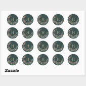 Roter Robin Holiday Wreath Monogram Stickers (Blatt)