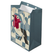 Roter Robin im Vector Block Geschenkbeutel - Mitte Mittlere Geschenktüte (Vorderseite Schrägansicht)
