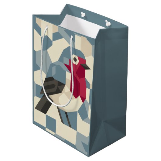 Roter Robin im Vector Block Geschenkbeutel - Mitte Mittlere Geschenktüte (Rückseite Schrägansicht)