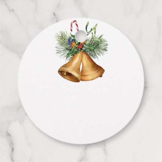 Roter Robin, Kiefer, Heilige Weihnachten, Glocken  Geschenkanhänger (Rückseite)