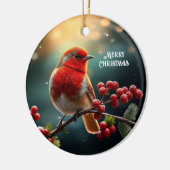Roter Robin-Weihnachtsbaumschmuck Keramik Ornament (Links)