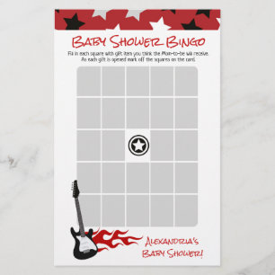 Roter Rockstar Rock-a-bye Baby Shower Bingo Spiel