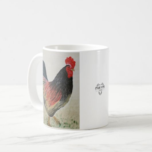 Roter Rooster Acrylmalerei Tasse (Vorderseite Links)