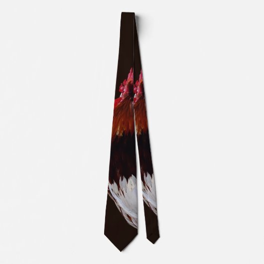 Roter Rooster mit Federn aus weißem Schwanz Krawatte (Vorderseite)