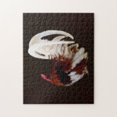 Roter Rooster mit Federn aus weißem Schwanz Puzzle (Vertikal)
