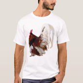 Roter Rooster mit Federn aus weißem Schwanz T-Shirt (Vorderseite)